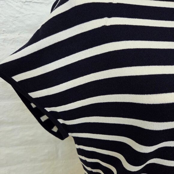 LOFT Top Womens Small Blue White Navy Stripe Cap Sleeve Sweater Shirt Blouse - Picture 7 of 11